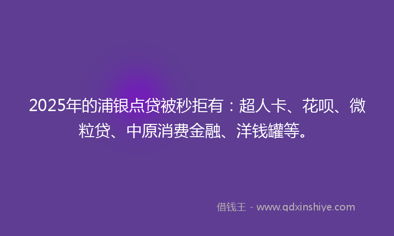 2025年的浦银点贷被秒拒有：超人卡、花呗、微粒贷、中原消费金融、洋钱罐等。