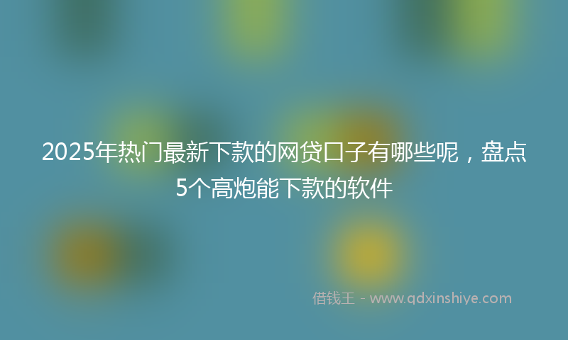 2025年热门最新下款的网贷口子有哪些呢，盘点5个高炮能下款的软件
