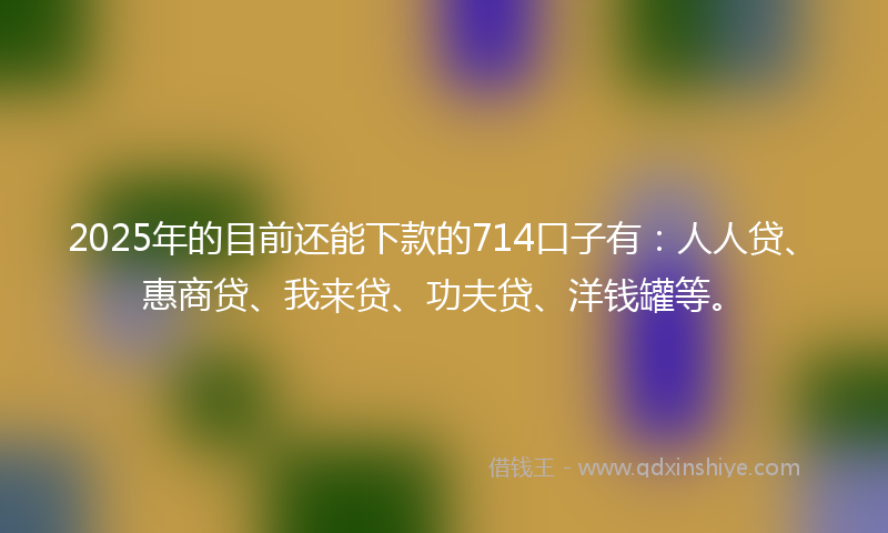 2025年的目前还能下款的714口子有：人人贷、惠商贷、我来贷、功夫贷、洋钱罐等。