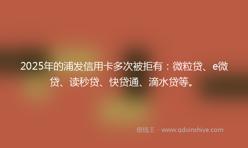2025年的浦发信用卡多次被拒有：微粒贷、e微贷、读秒贷、快贷通、滴水贷等。