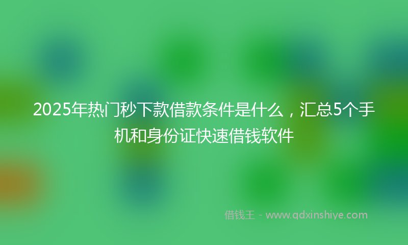 2025年热门秒下款借款条件是什么，汇总5个手机和身份证快速借钱软件