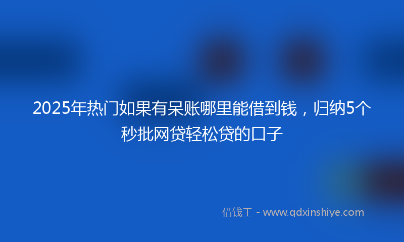 2025年热门如果有呆账哪里能借到钱，归纳5个秒批网贷轻松贷的口子