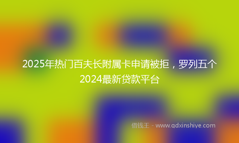 2025年热门百夫长附属卡申请被拒，罗列五个2024最新贷款平台