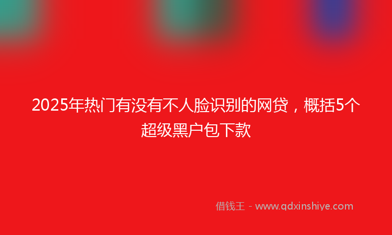 2025年热门有没有不人脸识别的网贷，概括5个超级黑户包下款
