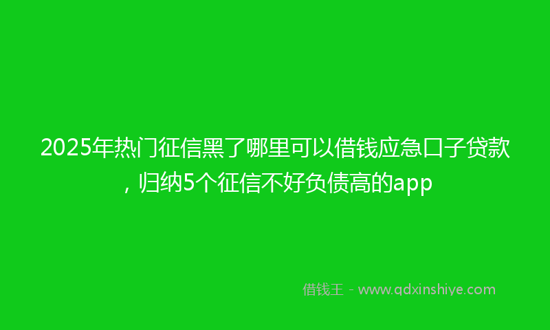 2025年热门征信黑了哪里可以借钱应急口子贷款，归纳5个征信不好负债高的app