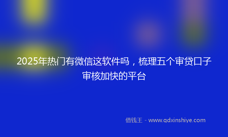 2025年热门有微信这软件吗，梳理五个审贷口子审核加快的平台