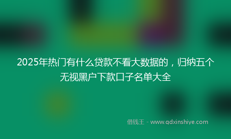 2025年热门有什么贷款不看大数据的，归纳五个无视黑户下款口子名单大全