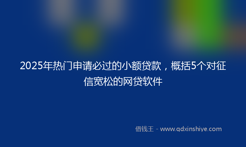 2025年热门申请必过的小额贷款，概括5个对征信宽松的网贷软件