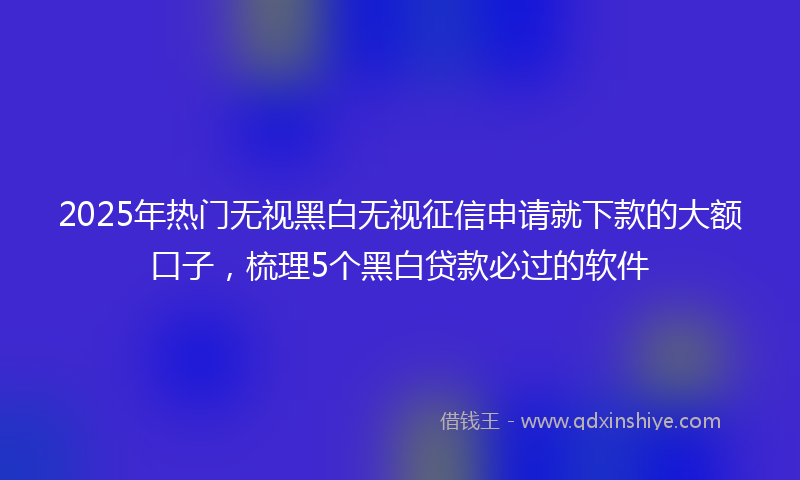 2025年热门无视黑白无视征信申请就下款的大额口子，梳理5个黑白贷款必过的软件