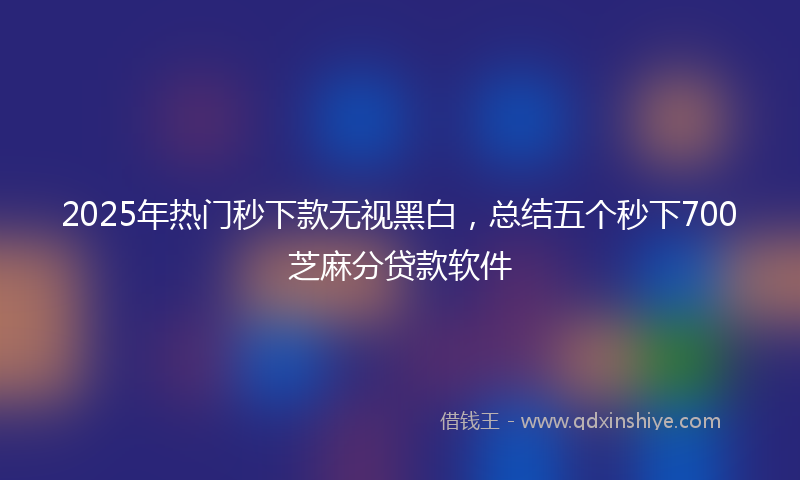 2025年热门秒下款无视黑白，总结五个秒下700芝麻分贷款软件