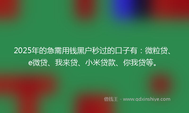 2025年的急需用钱黑户秒过的口子有：微粒贷、e微贷、我来贷、小米贷款、你我贷等。