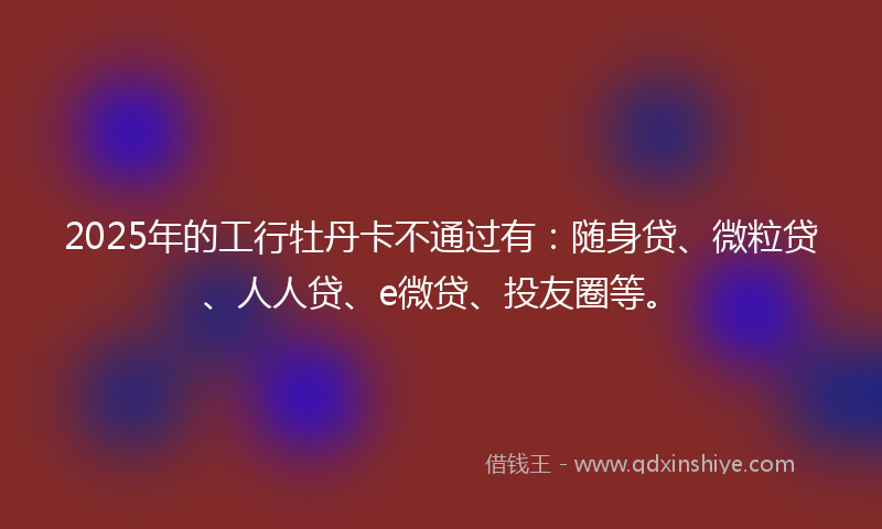 2025年的工行牡丹卡不通过有：随身贷、微粒贷、人人贷、e微贷、投友圈等。