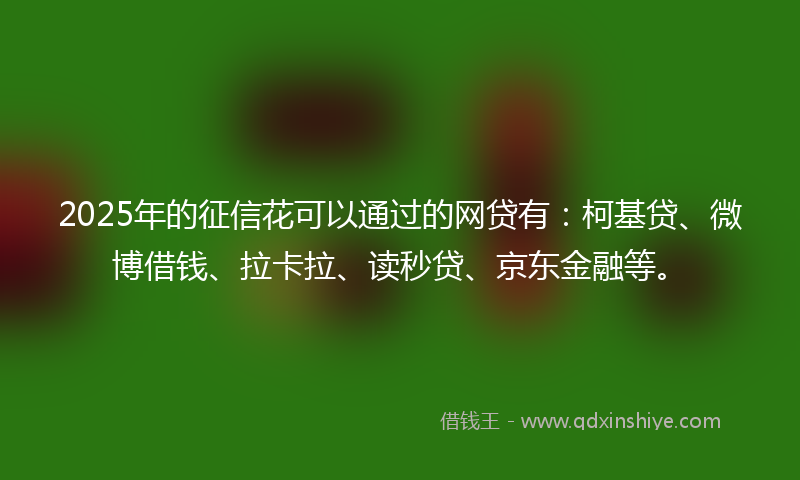 2025年的征信花可以通过的网贷有：柯基贷、微博借钱、拉卡拉、读秒贷、京东金融等。
