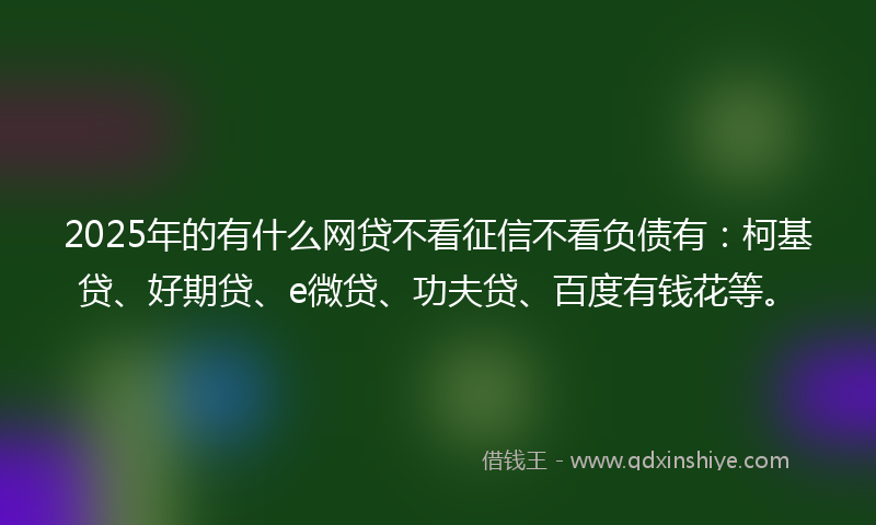 2025年的有什么网贷不看征信不看负债有：柯基贷、好期贷、e微贷、功夫贷、百度有钱花等。