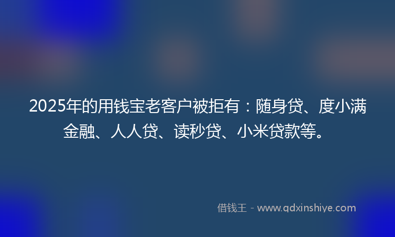 2025年的用钱宝老客户被拒有：随身贷、度小满金融、人人贷、读秒贷、小米贷款等。