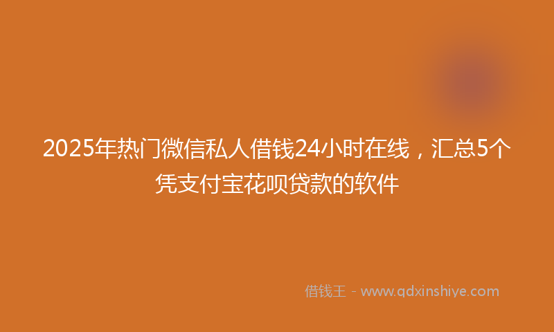 2025年热门微信私人借钱24小时在线，汇总5个凭支付宝花呗贷款的软件