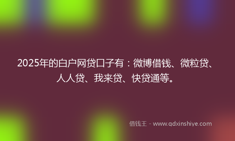 2025年的白户网贷口子有：微博借钱、微粒贷、人人贷、我来贷、快贷通等。