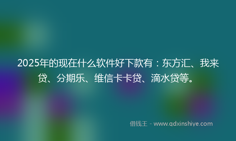 2025年的现在什么软件好下款有：东方汇、我来贷、分期乐、维信卡卡贷、滴水贷等。
