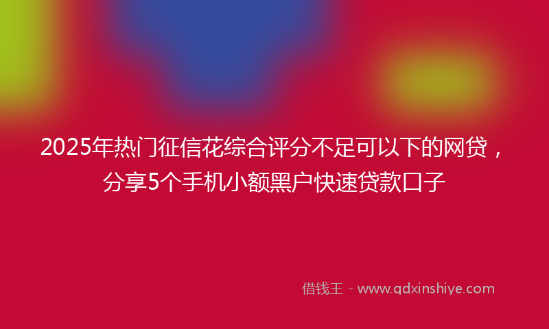 2025年热门征信花综合评分不足可以下的网贷，分享5个手机小额黑户快速贷款口子
