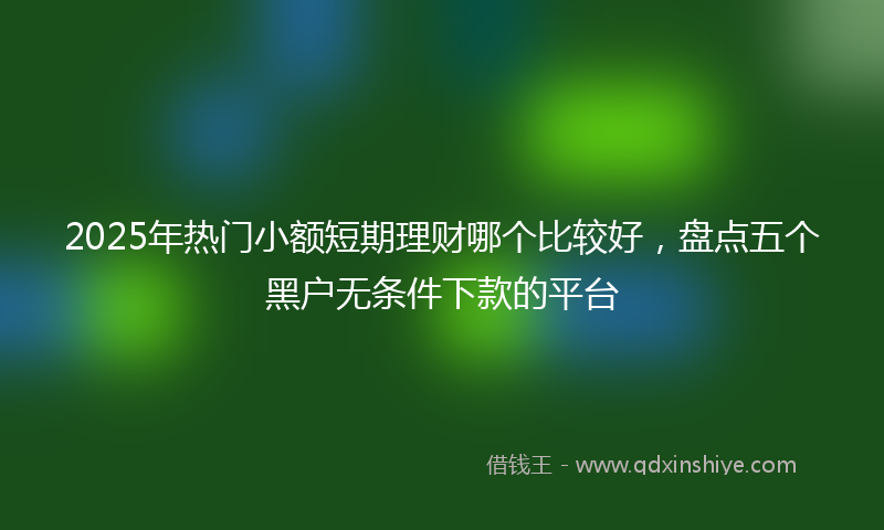 2025年热门小额短期理财哪个比较好，盘点五个黑户无条件下款的平台