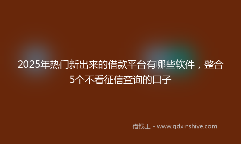 2025年热门新出来的借款平台有哪些软件，整合5个不看征信查询的口子