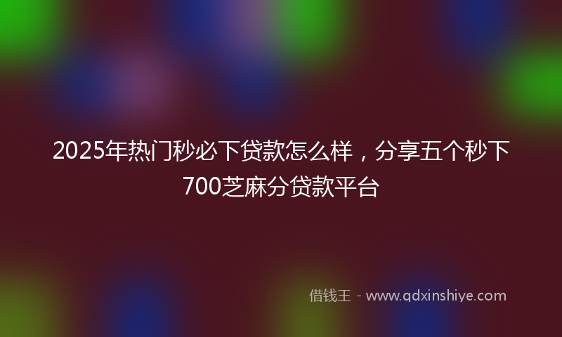 2025年热门秒必下贷款怎么样，分享五个秒下700芝麻分贷款平台