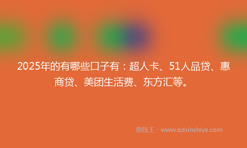 2025年的有哪些口子有：超人卡、51人品贷、惠商贷、美团生活费、东方汇等。