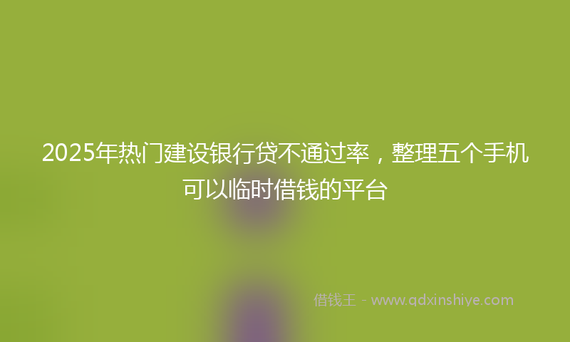 2025年热门建设银行贷不通过率，整理五个手机可以临时借钱的平台