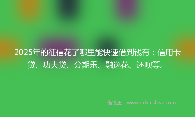 2025年的征信花了哪里能快速借到钱有：信用卡贷、功夫贷、分期乐、融逸花、还呗等。