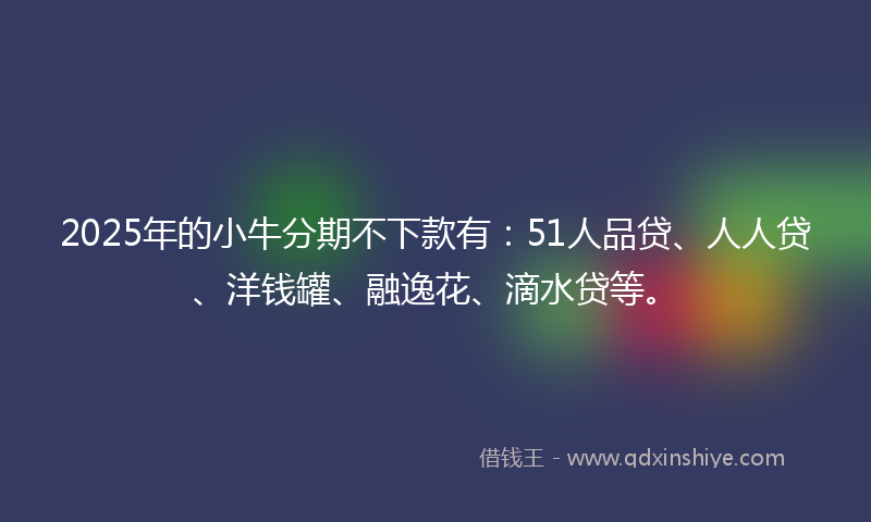 2025年的小牛分期不下款有：51人品贷、人人贷、洋钱罐、融逸花、滴水贷等。