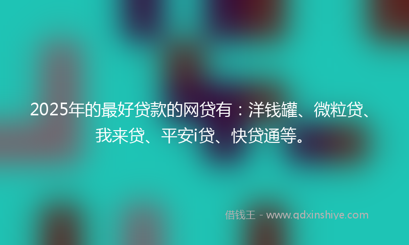 2025年的最好贷款的网贷有：洋钱罐、微粒贷、我来贷、平安i贷、快贷通等。