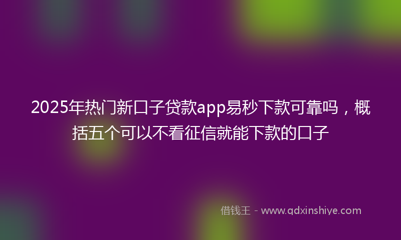 2025年热门新口子贷款app易秒下款可靠吗，概括五个可以不看征信就能下款的口子