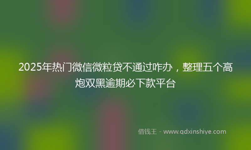 2025年热门微信微粒贷不通过咋办，整理五个高炮双黑逾期必下款平台