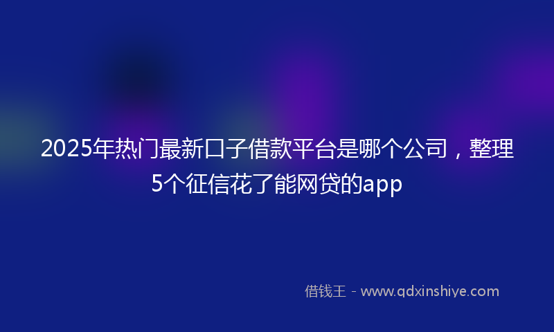 2025年热门最新口子借款平台是哪个公司，整理5个征信花了能网贷的app