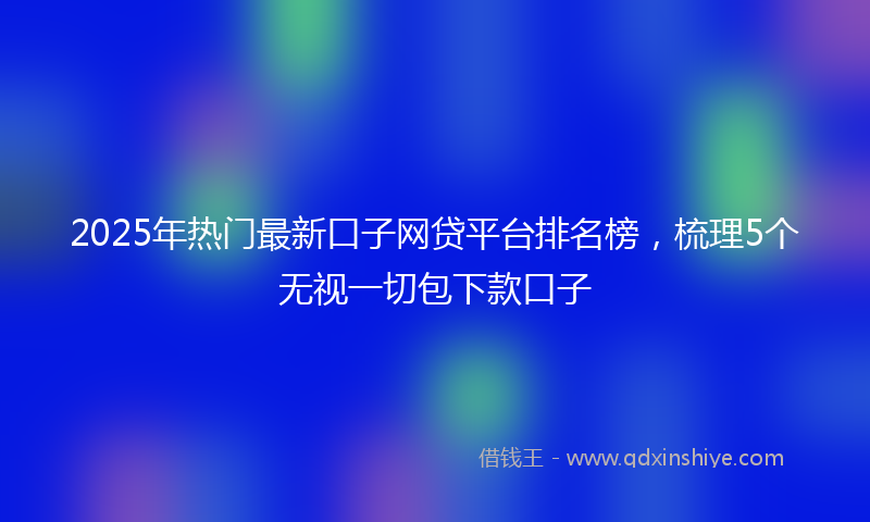 2025年热门最新口子网贷平台排名榜，梳理5个无视一切包下款口子