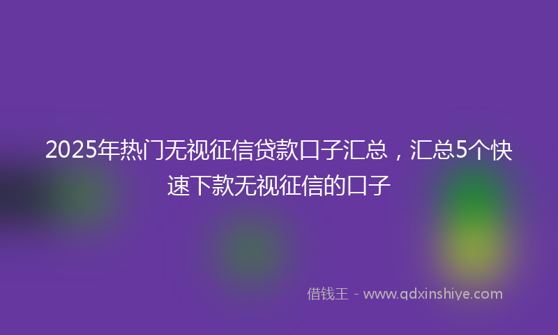 2025年热门无视征信贷款口子汇总，汇总5个快速下款无视征信的口子