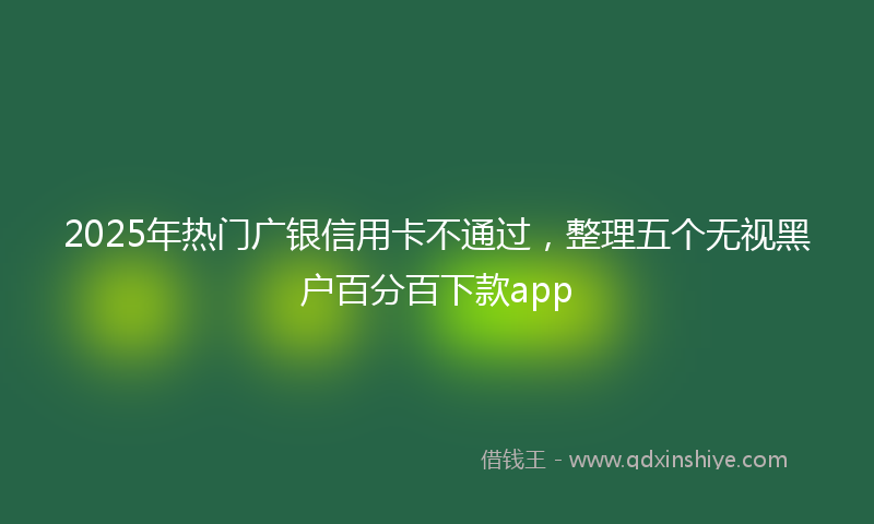 2025年热门广银信用卡不通过，整理五个无视黑户百分百下款app