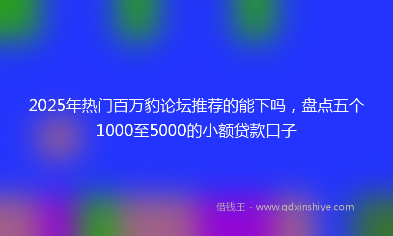 2025年热门百万豹论坛推荐的能下吗，盘点五个1000至5000的小额贷款口子