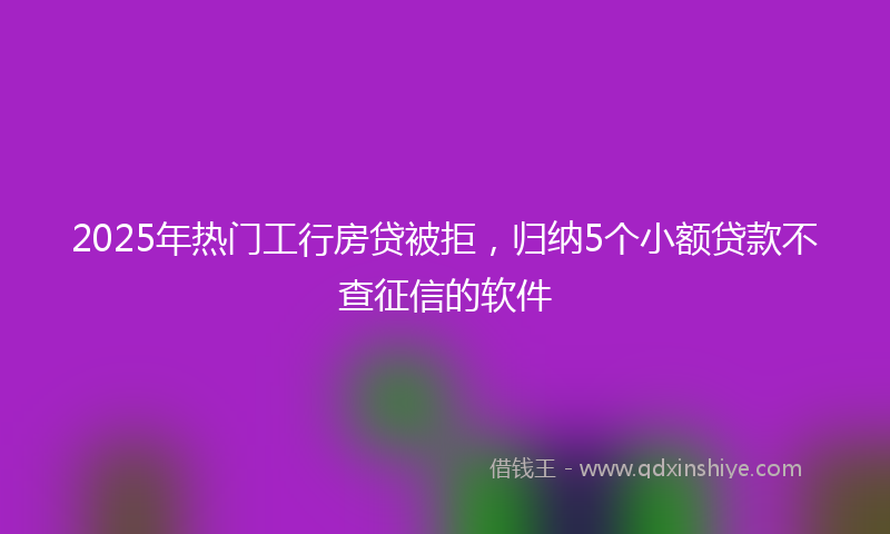 2025年热门工行房贷被拒，归纳5个小额贷款不查征信的软件