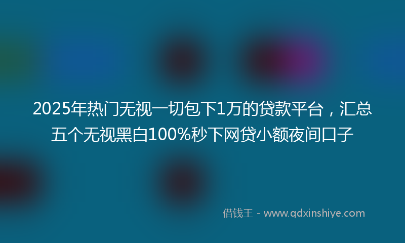2025年热门无视一切包下1万的贷款平台，汇总五个无视黑白100%秒下网贷小额夜间口子