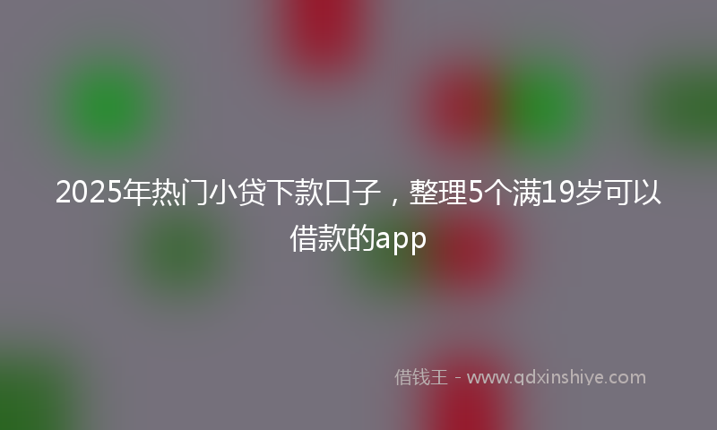2025年热门小贷下款口子，整理5个满19岁可以借款的app