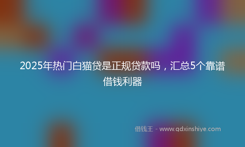 2025年热门白猫贷是正规贷款吗，汇总5个靠谱借钱利器