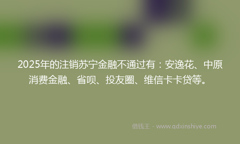 2025年的注销苏宁金融不通过有：安逸花、中原消费金融、省呗、投友圈、维信卡卡贷等。
