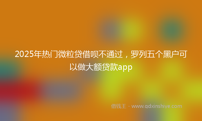2025年热门微粒贷借呗不通过，罗列五个黑户可以做大额贷款app