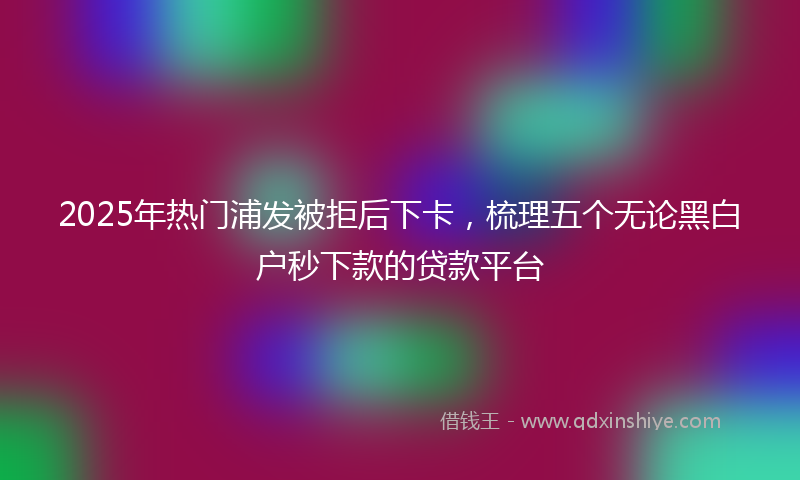 2025年热门浦发被拒后下卡，梳理五个无论黑白户秒下款的贷款平台