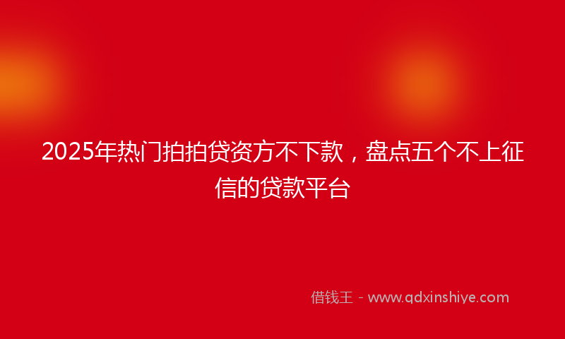2025年热门拍拍贷资方不下款，盘点五个不上征信的贷款平台