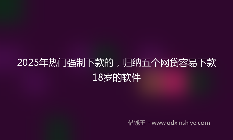 2025年热门强制下款的，归纳五个网贷容易下款18岁的软件