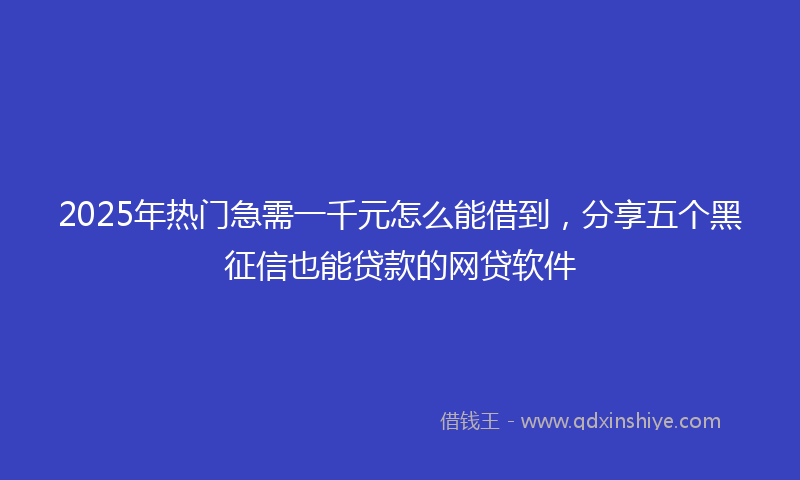 2025年热门急需一千元怎么能借到，分享五个黑征信也能贷款的网贷软件
