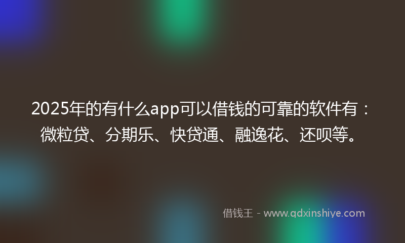 2025年的有什么app可以借钱的可靠的软件有：微粒贷、分期乐、快贷通、融逸花、还呗等。