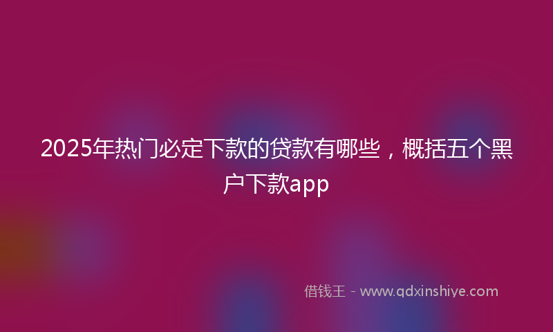2025年热门必定下款的贷款有哪些，概括五个黑户下款app